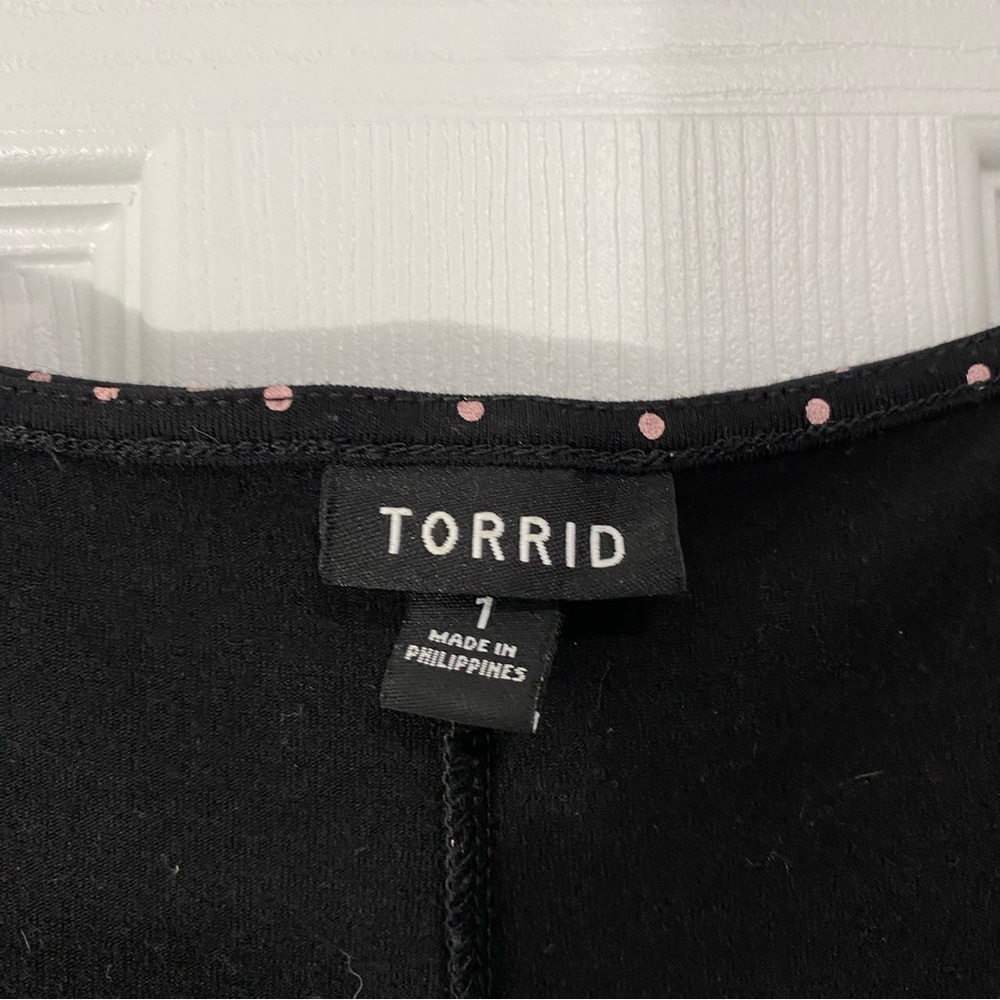 Torrid sweetheart black dress w/ pink dots - Picture 5 of 5